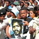 More than 10,000 people attended the unveiling of the statue of Steve Biko, who died in police detention in 1977 in South Africa, in East London Sept. 12, 1997.
WALTER DHLADHLA/AFP/GettyImages
